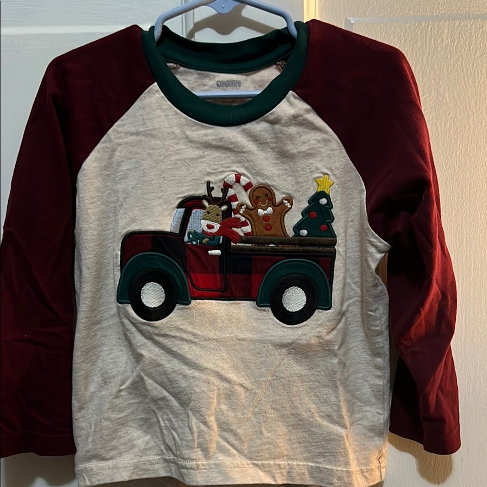 Children's Holiday Truck Shirt - Red and Cream
